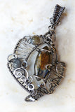 Gemstone marquise handmade wire wrapped pendant