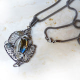 Labradorite & silver handmade stainless steel chain necklace
