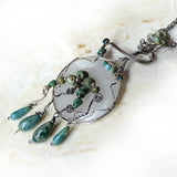 Sterling silver & genuine turquoise handmade pendant necklace