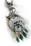 Sterling & natural turquoise w teardrops OOAK necklace