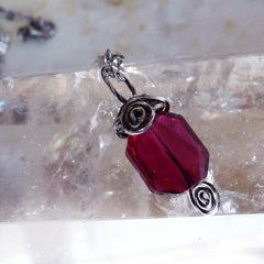 ruby red crystal handmade wire wrapped sterling pendant
