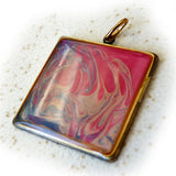 hand painted pink pendant by Rhonda Chase