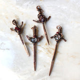 Copper Sword Wire Gemstone Handmade Mens Necklace Jewelry