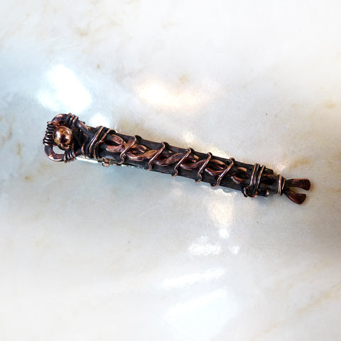 Handmade wire wrapped tie bar tie clip oxidized copper