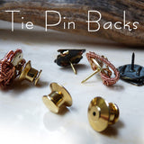 tie tack, tie pin, tie tac, backs - brass, bronze, copper, black