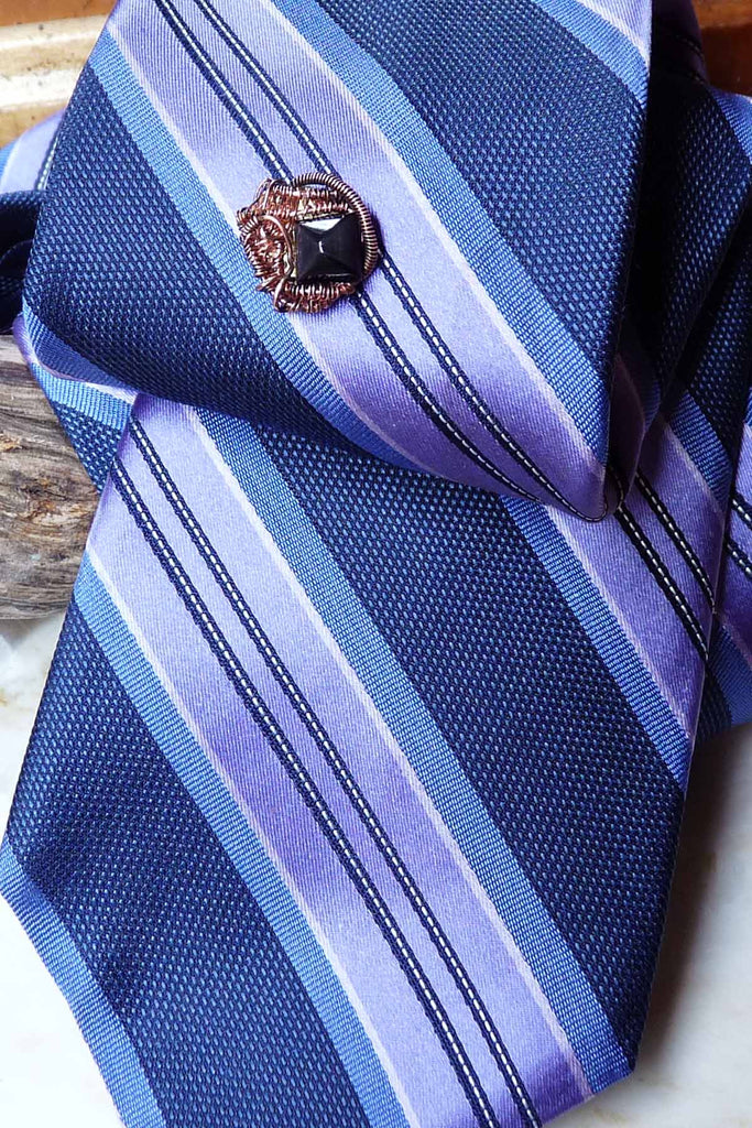 Black Pyramid Tie Tack Handmade Wire Jewelry for Men Rhonda