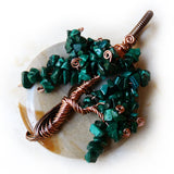 Malachite Wire Wrapped Handmade Pendant, Green Natural Gemstone and Copper