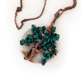 Malachite Wire Wrapped Handmade Pendant, Green Natural Gemstone and Copper with chain