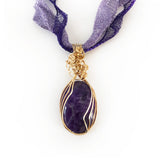 Amethyst Handmade Wire Wrapped Pendant, Natural Gemstone necklace, Gold-filled, Bronze, Titanium