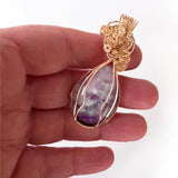 Holding Teardrop Amethyst Handmade Wire Wrapped Pendant, Gold-filled