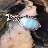 Amazonite Sterling Silver Handmade Wire Wrapped Pendant - Natural Gemstone Pendant