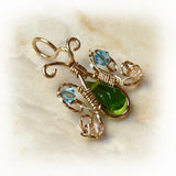 gold filled butterfly wire wrapped pendant by Rhonda Chase