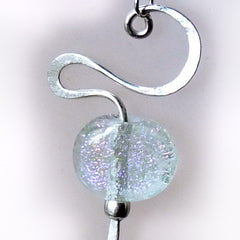 Hammered Sterling silver & Dichroic Glass dangle Earrings