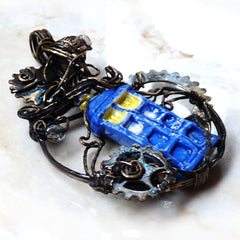 Doctor Who steampunk handmade wire wrap Tardis Pendant