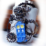Geared Up Wire Wrapped Tardis Pendant