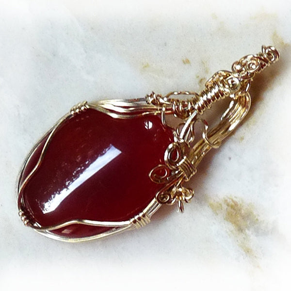 Carnelian Gold Filled wire wrap wire wrapped Pendant