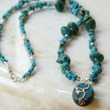 Sterling silver and genuine turquoise beads tree necklace