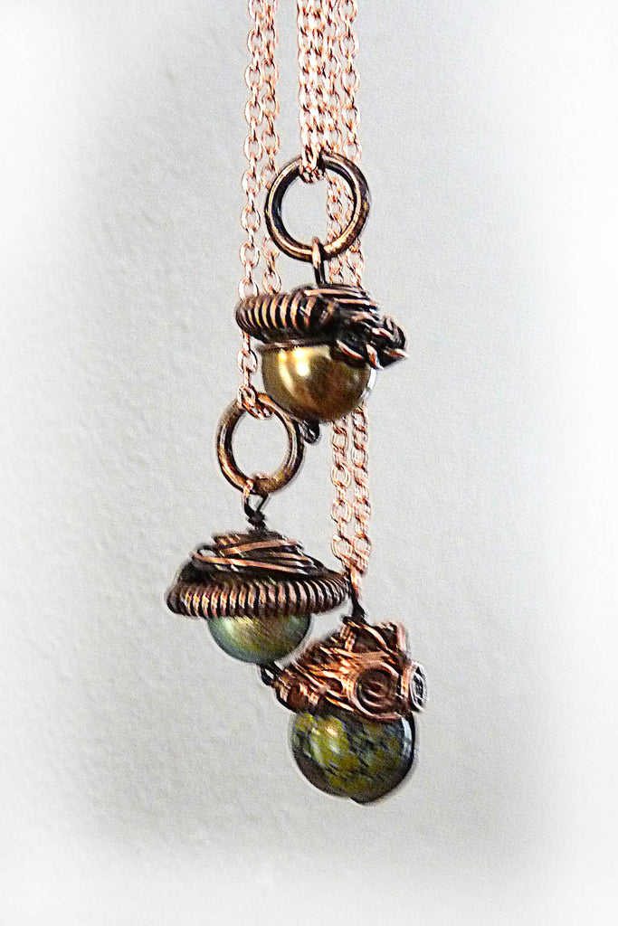 Acorn Pendant Necklace - Handmade Wire Wrapped Swarovski Acorn Pendant Necklace - Handmade Wire Wrapped Swarovski