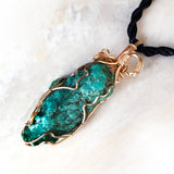 Large Green Turquoise Nugget & Gold Filled Wire Wrapped Pendant